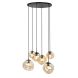 Hanglamp Macato zwart amber glas 6-lichts