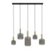 Hanglamp Peglio glas smoke antiek brons 5-lichts