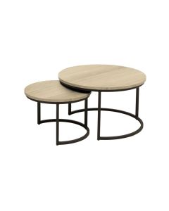 Salontafel Lunata (set van 2) fresh oak decor frame zwart