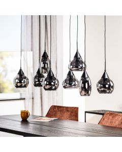 Hanglamp Lungo glas smoke zwart 8-lichts