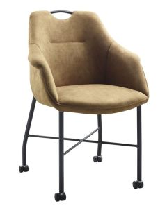 Kuipstoel Lucide met wieltjes cognac