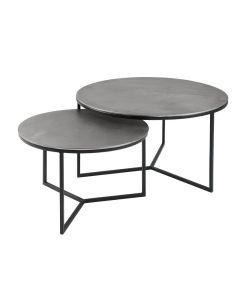 Salontafel Pilunio (set van 2) rond 60/80 nikkel