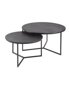 Salontafel Pilunio (set van 2) rond 60/80 zwart