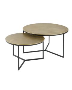 Salontafel Pilunio (set van 2) rond 60/80 vergrijsd goud