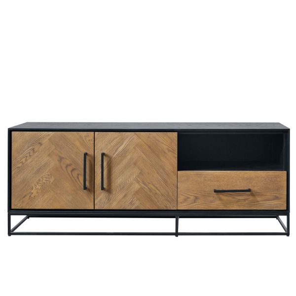 TV-meubel Vinito (154 Cm) eiken fineer zwart/naturel