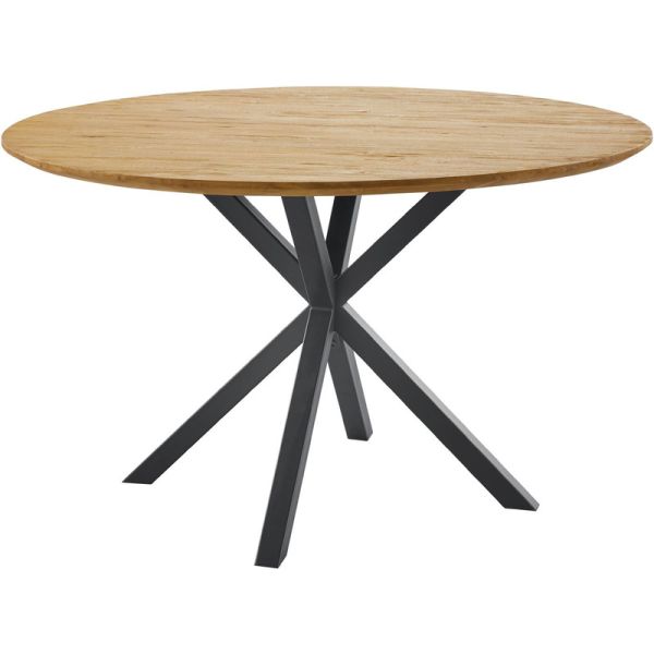 Eettafel Aska teak 150 cm rond naturel brushed