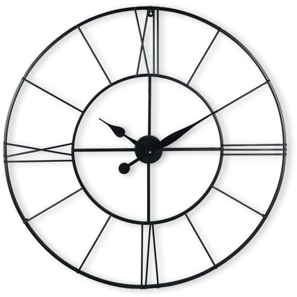 Klok Nimar metaal rond 80cm zwart strak dessin 63