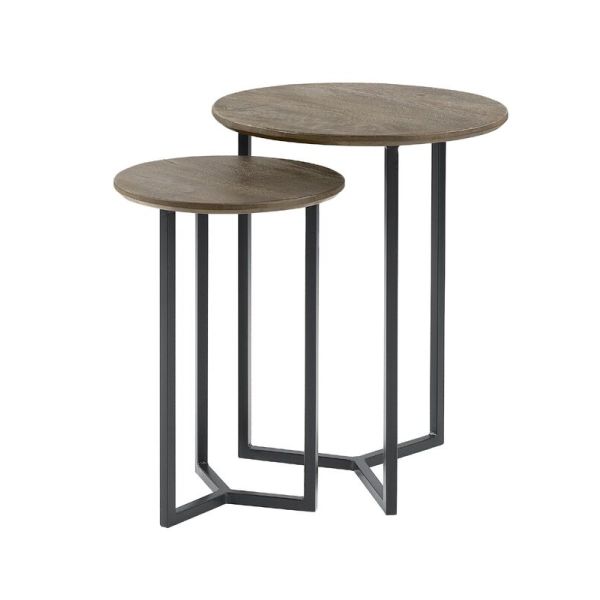 Bijzettafelset Gatteo 30 en 40 cm rond mango grijs