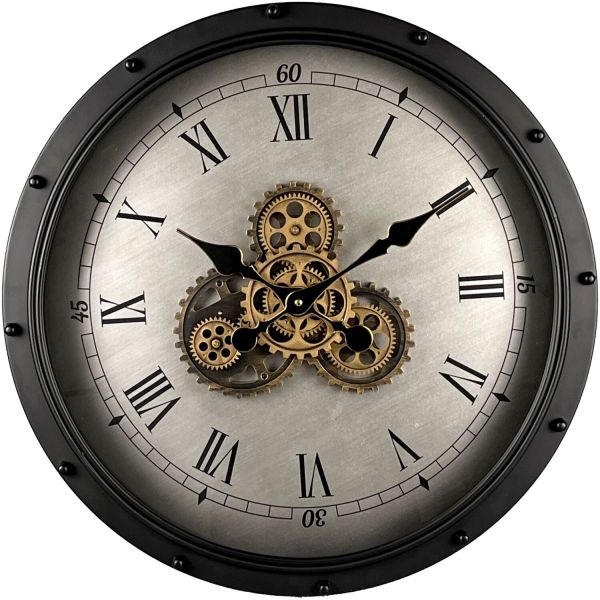 Klok Nimar metaal rond 60cm zwart beige dessin 41