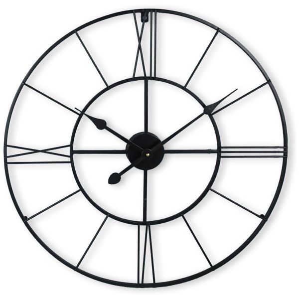 Klok Nimar metaal rond 60cm zwart strak dessin 62