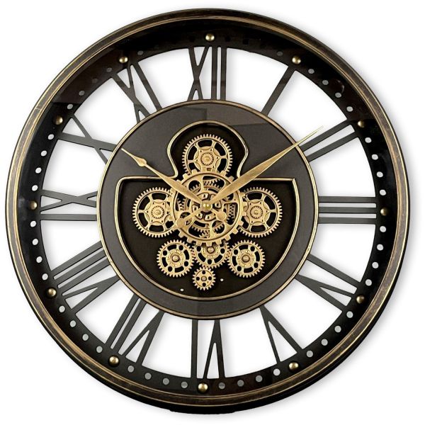 Klok Nimar metaal rond 60cm zwart open dessin 44