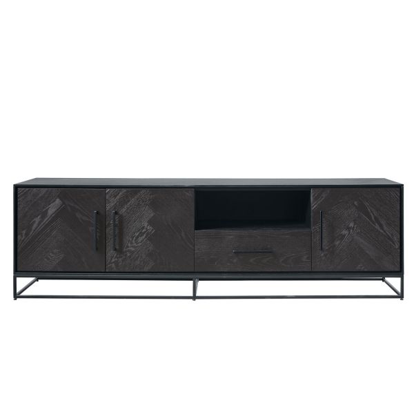 TV-meubel Vinito (199 Cm) eiken fineer zwart