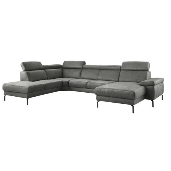 Hoeksalon links Tusari microleder antraciet basic comfort