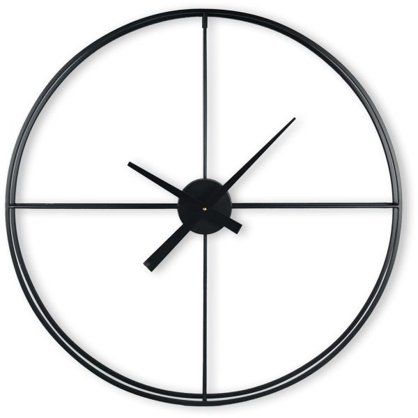 Klok Nimar metaal rond 80cm zwart strak dessin 61