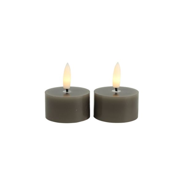 Theelicht Benevento Led grijs 4 cm rond set van 2