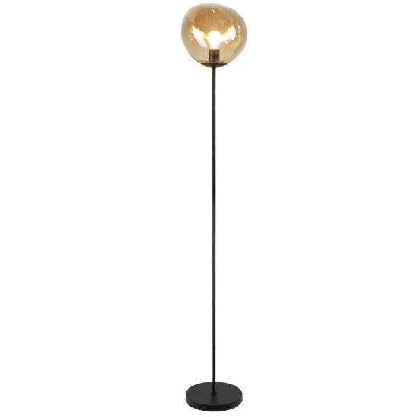 Vloerlamp Macato zwart amber glas 1-lichts