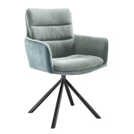 Eetkamerstoel Cavaletta draaibaar combi stof blauw grijs
