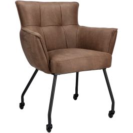 Eetkamerstoel Novile microleder bruin met wiel