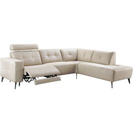 Hoeksalon rechts Piorino pocketvering lichtgrijs relaxfunctie