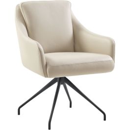 Eetkamerstoel Meltina draaibaar soleda leder lichtgrijs