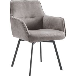 Eetkamerstoel Turelli draaibaar microleder donkergrijs