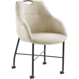 Eetkamerstoel Lucide microvezel zandbeige