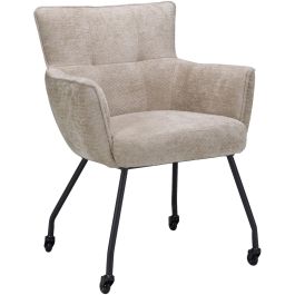 Eetkamerstoel Novile zandbeige met wiel