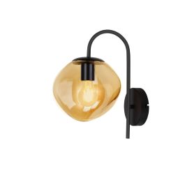 Wandlamp Macato zwart amber glas 1-lichts