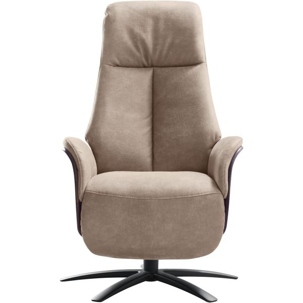 Relaxzetel Serio beige donker hout premium comfort