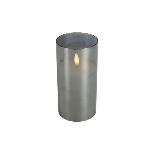 Kaars Caposele Led large grijs glas rond