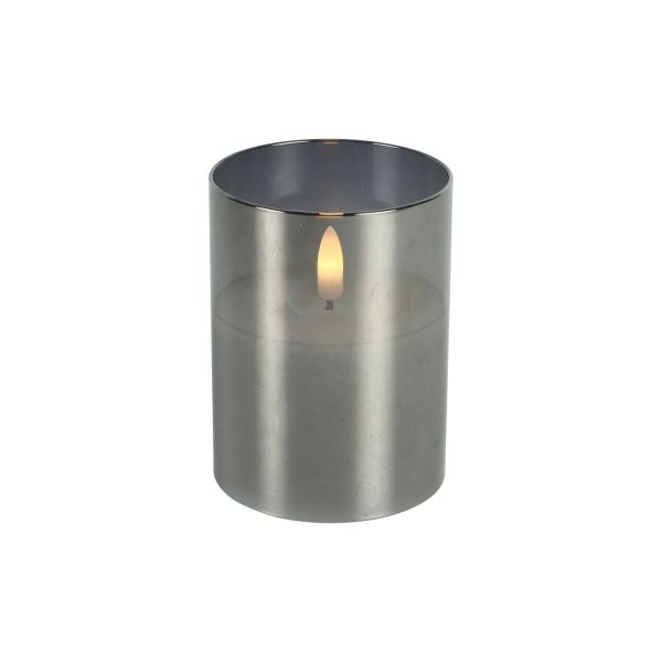 Kaars Caposele Led small grijs glas rond