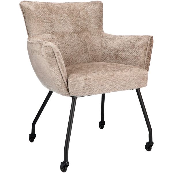 Eetkamerstoel Novile beige met wiel