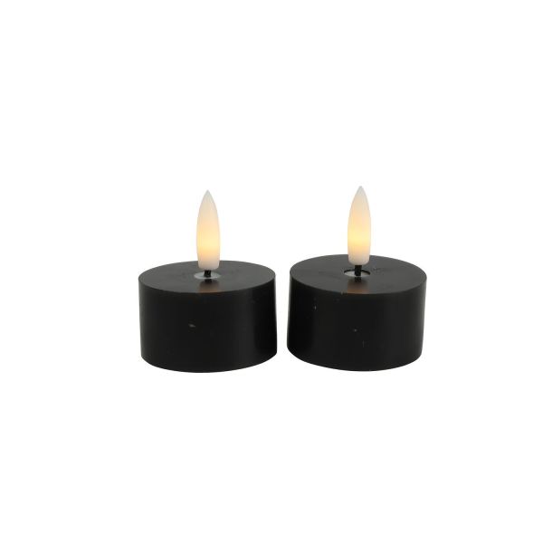 Theelicht Benevento Led zwart 4 cm rond set van 2