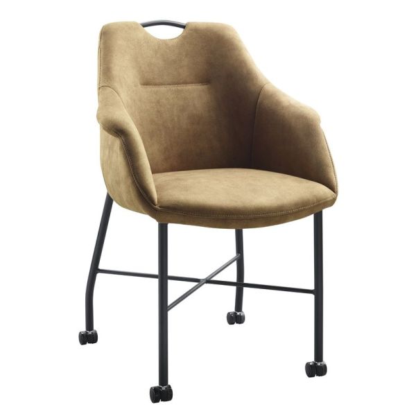 Armstoel Lucide met wieltjes cognac