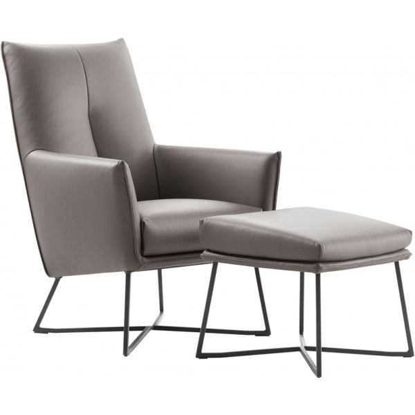 DONO Fauteuil hoge rug leder toledo antraciet