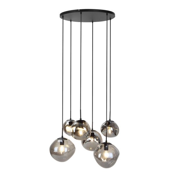 Hanglamp Macato zwart smoke glas 6-lichts