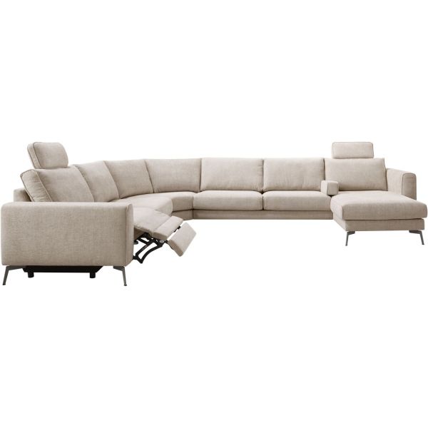 Hoeksalon Linoza naturel relaxfunctie links premium comfort