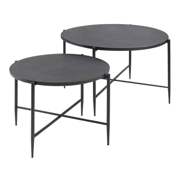 Salontafel Pilunio (set van 2) rond 84/64 zwart