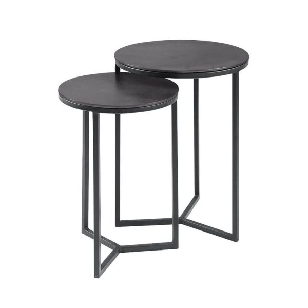 Bijzettafel Pilunio (set van 2) rond 40/33 zwart