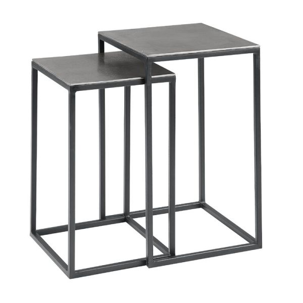 Bijzettafelset Pilunio 32 en 35 cm vierkant nikkel