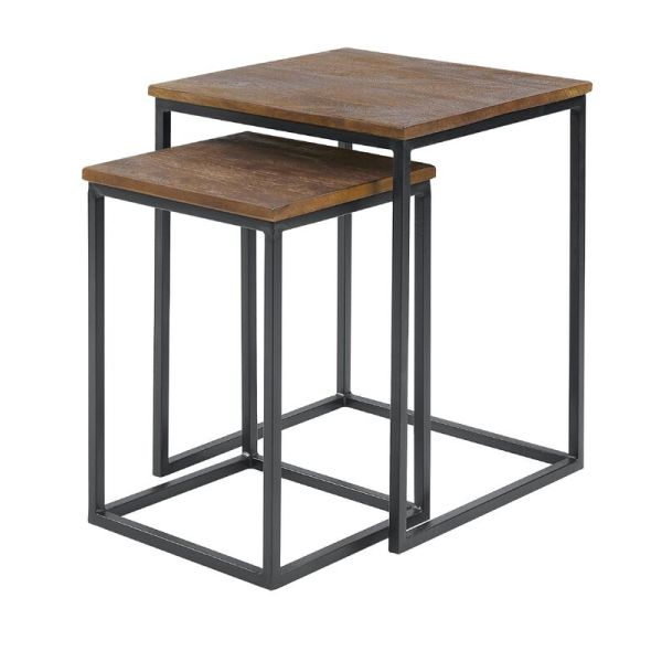 Bijzettafel Pandera (set van 2) vierkant 40/30 mango bruin