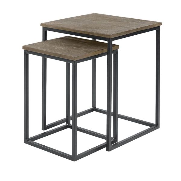 Bijzettafel Pandera (set van 2) vierkant 40/30 mango grijs