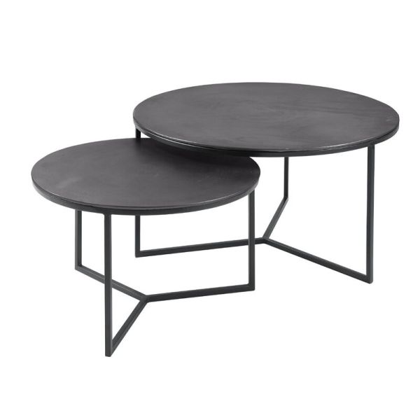 Salontafel Pilunio (set van 2) rond 60/80 zwart