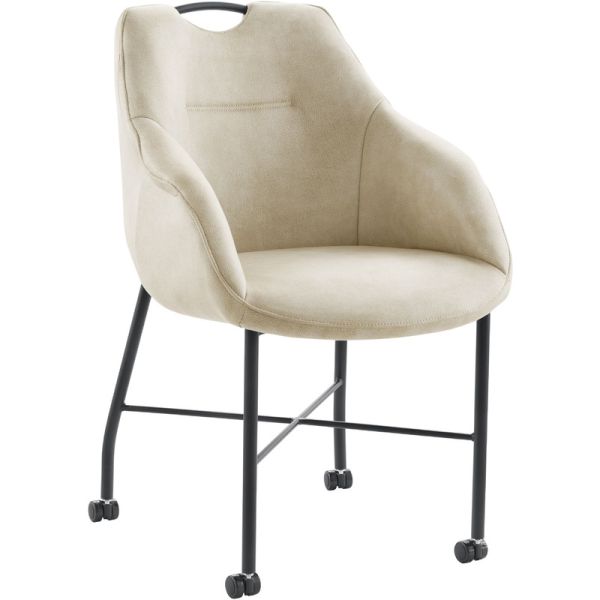 Armstoel Lucide met wieltjes zandbeige