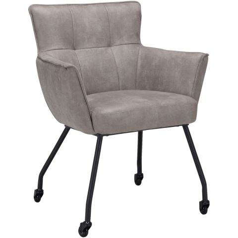 Eetkamerstoel Novile microleder beige met wiel