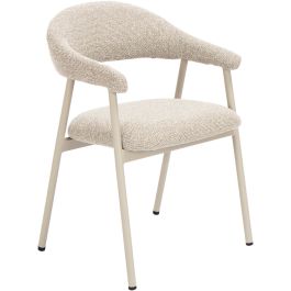 Eetkamerstoel Dioso bouclé beige poot taupe