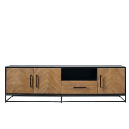 TV-meubel Vinito (199 Cm) eiken fineer zwart/naturel