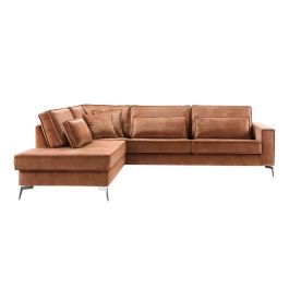 Hoeksalon links Pomonte velvet bruin premium comfort