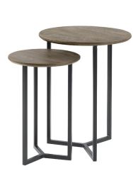 Bijzettafelset Gatteo 30 en 40 cm rond mango grijs