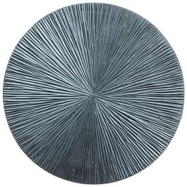 Wandornament Pictura 60 cm rond gestreept zilver